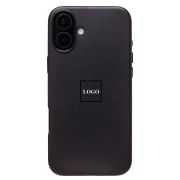 Чехол iPh 16 Plus экокожа с лого и SafeMag чёрный