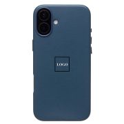 Чехол iPh 16 Plus экокожа с лого и SafeMag синий