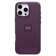 Чехол iPh 16 Pro Max экокожа с лого и SafeMag сливовый