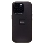 Чехол iPh 16 Pro экокожа с лого и SafeMag чёрный
