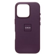 Чехол iPh 16 Pro экокожа с лого и SafeMag сливовый
