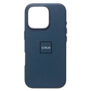 Чехол iPh 16 Pro экокожа с лого и SafeMag синий