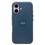 Чехол iPh 16 экокожа с лого и SafeMag синий