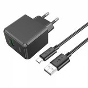 Адаптер Сетевой с кабелем Type-C/USB - Hoco CS12A, 1USB/3A/QC3.0/18W чёрный