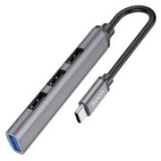 Разветвитель HUB > Type-C Hoco HB26 3USB 2.0/1USB3.0 серый 13см
