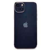 Чехол iPh 15 Plus пластик перфорация с защитой камеры прозрачный чёрный