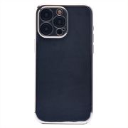 Чехол iPh 15 Pro Max пластик перфорация с защитой камеры прозрачный серебристый