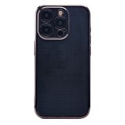 Чехол iPh 15 Pro пластик перфорация с защитой камеры прозрачный чёрный