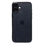 Чехол iPh 16 Plus пластик перфорация с защитой камеры прозрачный чёрный
