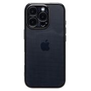 Чехол iPh 16 Pro пластик перфорация с защитой камеры прозрачный чёрный