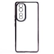 Чехол Honor 80 Pro пластик перфорация с защитой камеры прозрачный чёрный