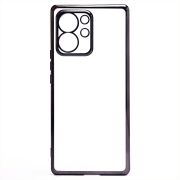 Чехол Honor 80 SE пластик перфорация с защитой камеры прозрачный чёрный
