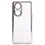 Чехол Oppo Reno 8T 5G пластик перфорация с защитой камеры прозрачный серебристый