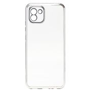 Чехол Samsung A035 A03 пластик перфорация с защитой камеры прозрачный серебристый