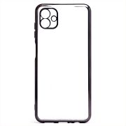 Чехол Samsung A04/A045 пластик перфорация с защитой камеры прозрачный чёрный