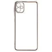 Чехол Samsung A05/A055 пластик перфорация с защитой камеры прозрачный серебристый