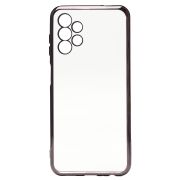 Чехол Samsung A13 4G/A135 пластик перфорация с защитой камеры прозрачный чёрный
