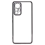 Чехол Xiaomi 12 Lite пластик перфорация с защитой камеры прозрачный чёрный