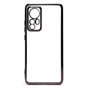 Чехол Xiaomi 12/12S пластик перфорация с защитой камеры прозрачный чёрный