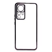 Чехол Xiaomi 12T Pro пластик перфорация с защитой камеры прозрачный чёрный
