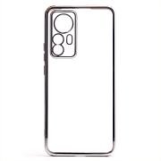 Чехол Xiaomi 12T пластик перфорация с защитой камеры прозрачный серебристый
