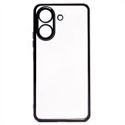 Чехол Xiaomi Poco C65 пластик перфорация с защитой камеры прозрачный чёрный