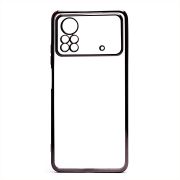 Чехол Xiaomi Poco X4 Pro 5G пластик перфорация с защитой камеры прозрачный чёрный