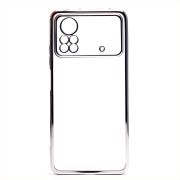 Чехол Xiaomi Poco X4 Pro 5G пластик перфорация с защитой камеры прозрачный серебристый