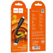 Кабель USB - MicroUSB Hoco X84, 2.4A, 1м, силиконовый, D6мм, чёрный