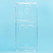 Чехол Tecno Spark 20 Pro 5G силикон с картхолдером и защитой камеры прозрачный