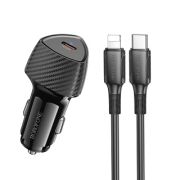 Адаптер Автомобильный с кабелем Lightning/Type-C - Borofone BZ31B, 1USB-C/QC3.0/PD30W чёрный