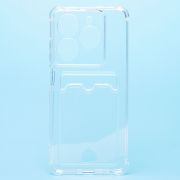 Чехол Tecno Pop 8 силикон с картхолдером и защитой камеры мерцающий прозрачный