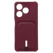 Чехол Tecno Spark 10 4G силикон матовый с картхолдером и защитой камеры бордо