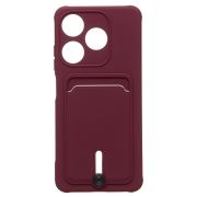 Чехол Tecno Spark 10C силикон матовый с картхолдером и защитой камеры бордо