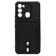 Чехол Tecno Spark 8c/Spark Go 2022 силикон матовый с картхолдером и защитой камеры чёрный