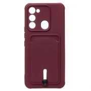 Чехол Tecno Spark 8c/Spark Go 2022 силикон матовый с картхолдером и защитой камеры бордо