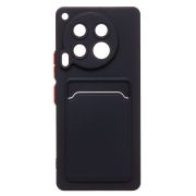Чехол Tecno Camon 30 5G силикон матовый с картхолдером и контрастными кнопками чёрный