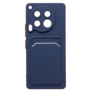 Чехол Tecno Camon 30 5G силикон матовый с картхолдером и контрастными кнопками синий