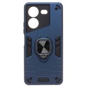 Чехол Tecno Pova 5 противоударный комбинированный с кольцом синий
