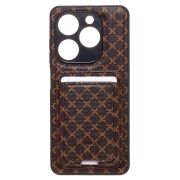 Чехол Tecno Pop 8 комбинированный текстиль с картхолдером коричневый