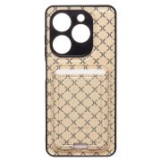 Чехол Tecno Pop 8 комбинированный текстиль с картхолдером белый