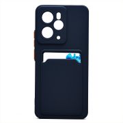 Чехол Realme 14 5G Global силикон матовый с картхолдером и контрастными кнопками синий