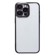 Чехол iPh 15 Pro Max пластик с защитными линзами на камере прозрачный чёрный