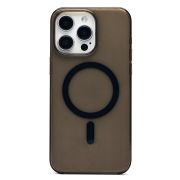 Чехол iPh 15 Pro Max пластик с лого и SafeMag прозрачный с чёрным