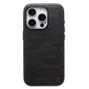 Чехол iPh 15 Pro натуральная кожа гладкая с SafeMag чёрный