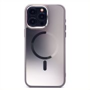 Чехол iPh 15 Pro Max комбинированный с металлом и SafeMag серебристый