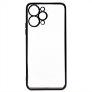 Чехол Xiaomi Redmi 12 4G пластик перфорация с защитой камеры прозрачный чёрный