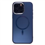 Чехол iPh 15 Pro Max комбинированный с металлом и SafeMag синий