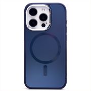 Чехол iPh 15 Pro комбинированный с металлом и SafeMag синий