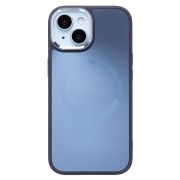 Чехол iPh 15 комбинированный с металлом и SafeMag синий